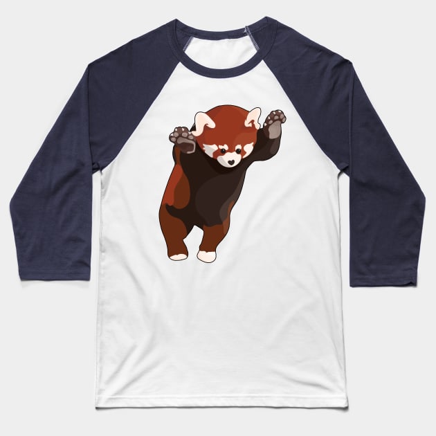 Red Panda Bear Excited. Baseball T-Shirt by ThinkingSimple